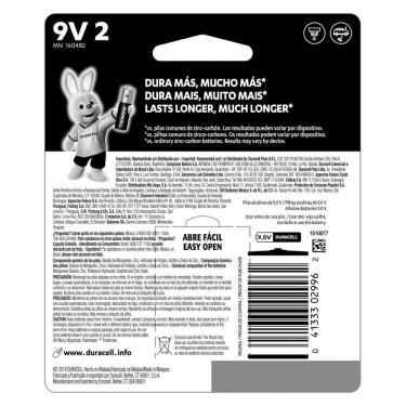 Imagem de Bateria Alcalina Duracell MN1604 9V com 2 Unidades Longa Duração e Tecnologia de Preservação