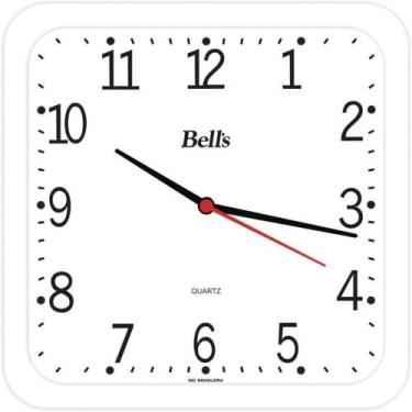 Imagem de Relogio de Parede Quadrado Branco 21,3CM. - BELLS
