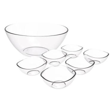 Imagem de Conjunto 6 Potes de Sobremesa 265ml Tigela Redonda 2,3L Plástico Trans