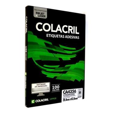 Imagem de Etiqueta Impressora A4 25,4 X 63,5mm 100 Fls Ca4356 Colacril - Congrat
