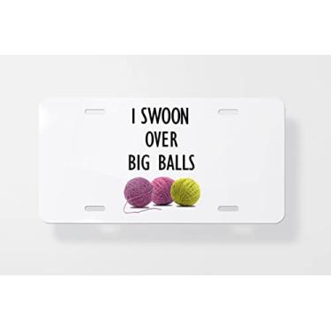 Imagem de Capa para placa de licença I Swoon Over Big Balls sem agulha - Capa para placa de carro nova para carro - Capa para moldura da placa de carro 15 x 30 cm