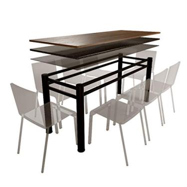 Imagem de Base Para Mesa De Vidro Jantar 8 Lugares Preta Retangular