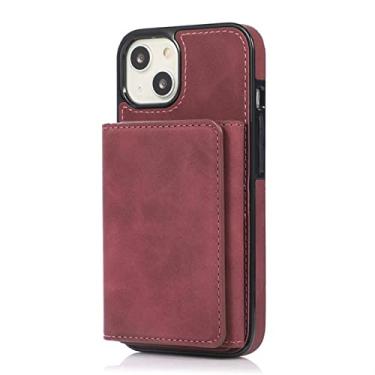 Imagem de Estojo de couro de luxo para slots de cartão para iPhone 12 13 Pro Max 11 XR 7 8 Plus Carteira Flip Stand Capa de silicone macio para bolsa de telefone, vinho tinto, para IP 12 Pro 6,1 polegadas