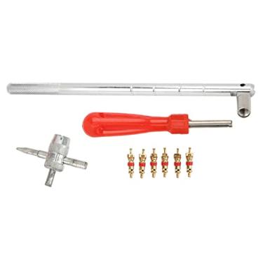Imagem de Ferramenta de remoção de haste de válvula, 4 em 1 ferramenta de remoção de núcleo de válvula de aço inoxidável Cabo de plástico durável para bicicleta para motocicleta para carros
