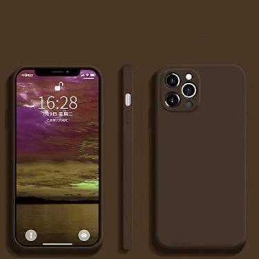 Imagem de Capa de telefone de silicone líquido quadrado para iphone 11 12 13 pro max mini x xr xs max 7 8 plus se 2020 capa, cor marrom, para iphone 12 mini