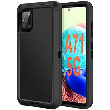 Imagem de Jelanry Capa para Samsung Galaxy A71 5G, capa traseira resistente e de camada dupla à prova de choque com porta antipoeira/arranhões para Samsung A71 5G [não serve para A71 5G UW SM-716V], preta