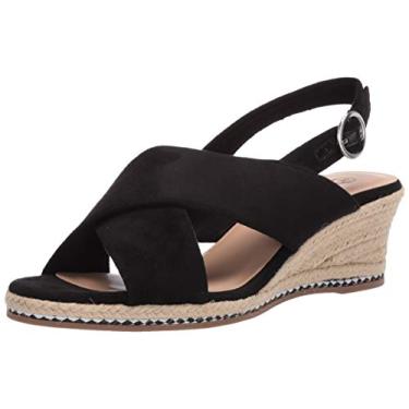 Imagem de Bella Vita Sandália anabela alpargata feminina, Camurça preta, 6 X-Wide