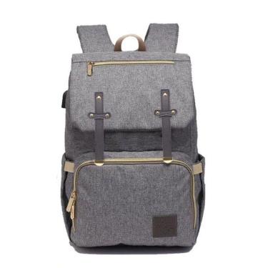 Imagem de Mochila Maternidade Ayane De Couro Cinza - Laço Bebê
