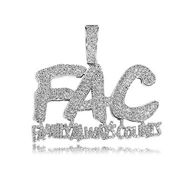 Imagem de Fantex Iced Out FAC-Family Always Counts Unique Pendant, Full Pave Shiny CZ Lab Diamond Gold Plated Hip Hop Jewelry for Men Women, Latão, Zircônia cúbica