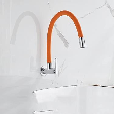 Imagem de Torneira universal para pia fria simples na parede, torneira giratória para máquina de lavar roupa, esfregão, torneira para piscina, torneira externa para lavar as mãos, tubo laranja