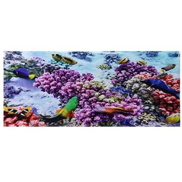 Imagem de Pôster de fundo de aquário pintura decorativa adesivo de PVC imagem de paisagem de peixes submarinos papel de parede para aquário (61 x 30 cm)