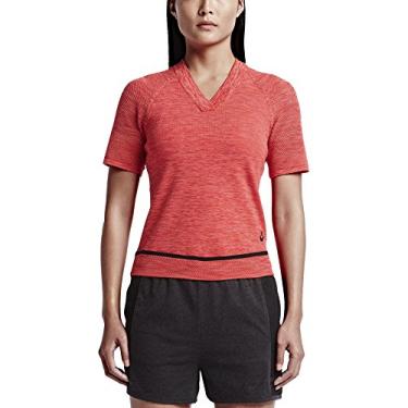 Imagem de NIKE Women's Tech Knit Sport Casual V-Neck Top-University Red/Bright Crimson-Small