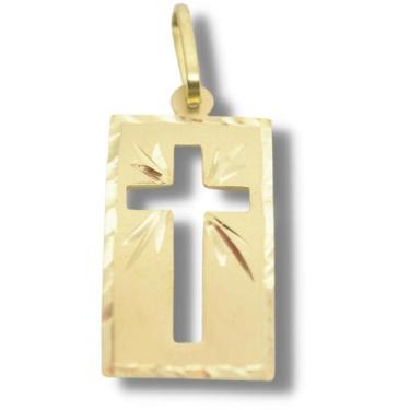 Imagem de Pingente Religioso Cruz Crucifixo Chapa Ouro 18K P164 - Joiasmax