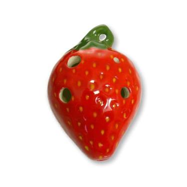 Imagem de Focalink Ocarina de 4 furos - Design de morango - Cerâmica - Soprano F - Colar - Vermelha - Focalink - Joias que você pode tocar - Escalas, músicas e instruções gratuitas