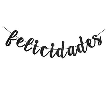 Imagem de Banner Felicidades, banner preto de parabéns para formatura/aniversário/aniversário/promoção/decoração de placa de festa