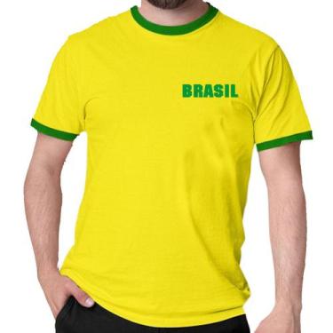 Imagem de Camiseta Brasil Personalizada Com Nome Camisa Verde Amarelo - Mago Das