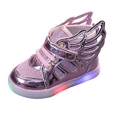 Imagem de Mercatoo Sapatos infantis brilhantes luminosos para meninas LED luz sapatos de bebê esportivos roupas de bebê para meninas (rosa, 2,5 a 3 anos de criança)