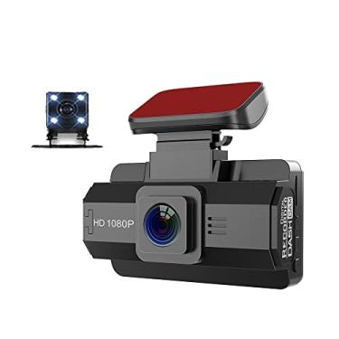 Imagem de Qudai Gravador de vídeo de carro de lente dupla multilíngue Auto Dash Cam Gravador de câmera de carro Visão noturna Gravação em loop DVR Câmera de vídeo de carro grande angular de 170 graus