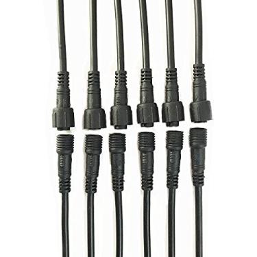 Imagem de HUALAND: 6 pares pretos de cabo de extensão impermeável de 3 pinos, conector LED fêmea macho à prova d'água, para iluminação de caminhos de jardim, luzes de LED internas/externas