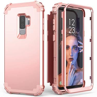 Imagem de SAMTUNK Capa para Galaxy S9 Plus, capa para Galaxy S9 + ouro rosa para mulheres e meninas, à prova de choque, fina, híbrida, resistente, capa de policarbonato rígido de silicone macio, resistente e amortecedor, ouro rosa