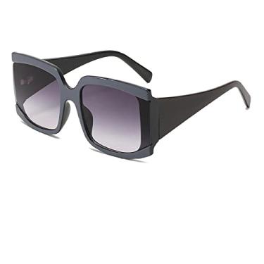 Imagem de Óculos de sol quadrado grande branco rosa para mulheres Óculos de sol de armação grande gradiente feminino sombra Uv400, cinza cinza, tamanho único