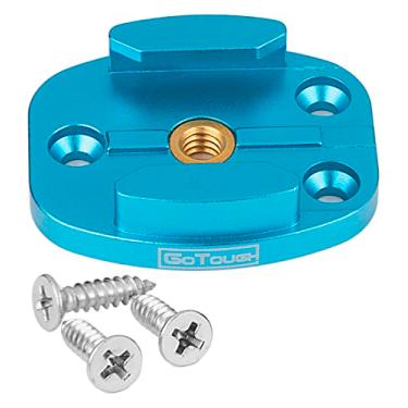 Imagem de GoTough Blue QR Mount com orifícios piloto – todo em metal, placa de liberação rápida versátil com parafuso de tripé de 1/4”-20 e suportes piloto compatíveis com GoPro HERO3, HERO3+, HERO4, HERO5, HERO6, HERO7 Quick Rele