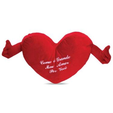 Imagem de Coração de Pelúcia com Mãozinha Vermelho 110 cm Antialérgico