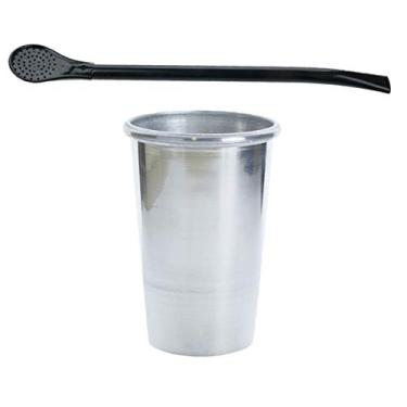 Imagem de COPO DE TERERÉ ALUMÍNIO CROMADO 3 + BOMBA DE TERERÉ EPOX