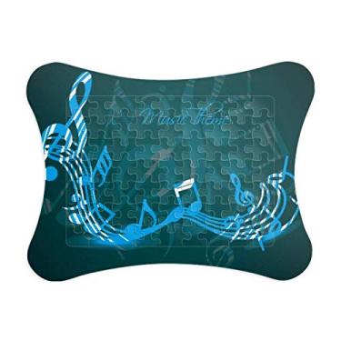 Imagem de Elegante Flappg Notas Musicais Moldura Azul Quebra-Cabeça Cartão De Papel Casa