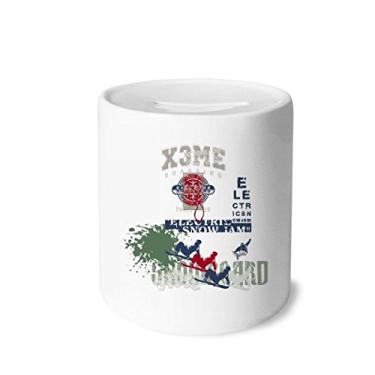 Imagem de DIYthinker Esqui, inverno, esporte, cidade, ilustração, caixa para dinheiro, porta-moedas, presente de cofrinho