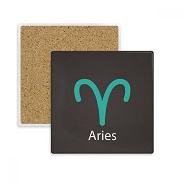 Imagem de Março, abril, Áries, padrão de constelação quadrado, porta-copos, porta-copos, suporte de subplaca, pedra isolante