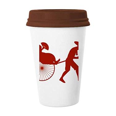 Imagem de Caneca com desenho de cultura Jinrikisha da China Caneca de vidro para beber café cerâmica copo tampa