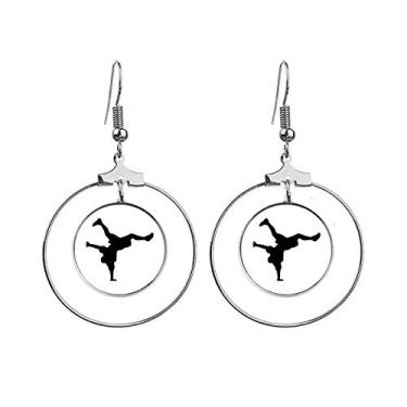 Imagem de Brincos esportivos dançarinos quebrando mão pendentes argola joia círculo gota
