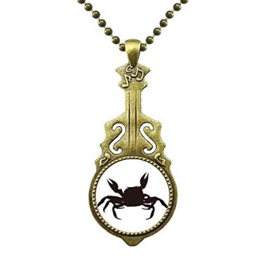 Imagem de DIYthinker Colar de organismo marinho de caranguejo preto illastrato antigo joia musical pingente de guitarra