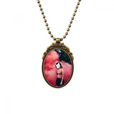 Imagem de DIYthinker Pink Fog Head Girl Florestal Science Nature Scenery Colar antigo com pingente de contas vintage