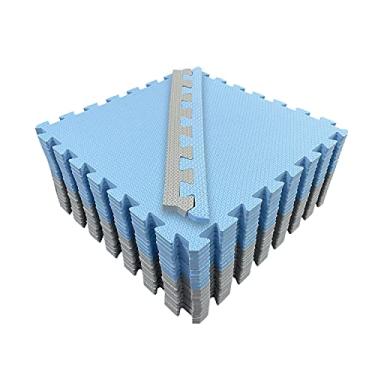 Imagem de Kit 20 Tapete Tatame EVA 50x50x2cm 20mm Azul claro e Cinza claro