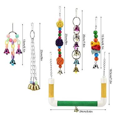 Imagem de cigemay Brinquedos de papagaio para parquinho, suprimentos de balanço para animais de estimação, brinquedos de mordida, alfinete de metal e madeira, pendurados em periquitos, ararara
