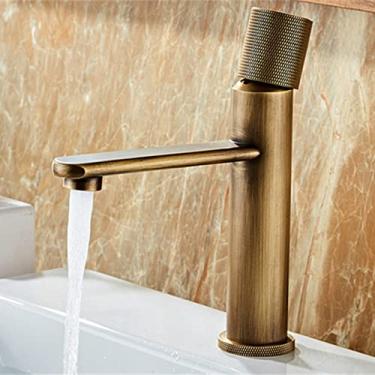 Imagem de Torneiras de lavatório Torneira de banheiro de bronze antigo Hot & Torneira de lavatório de banheiro de latão frio Torneira montada no convés, B curto, tamanho único
