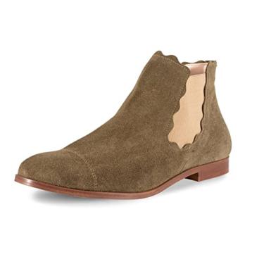 Imagem de Klub Nico Women's Lilah Boots Olive Suede Pull On Chelsea Ankle Booties (6, Olive)