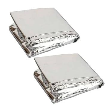 Imagem de Kit 2 Cobertas Manta Térmica Isolante Aluminizada Emergência Resgate