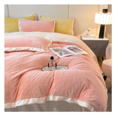 Imagem de Jogo de Cama Jogo de Lençol Conjunto De Lençóis De 4 Peças De Veludo De Inverno Com Capa De Edredão Espessada De Veludo De Leite Conjunto de Capas de Edredão (Color : Pink, Size : 1.5/1.8m bed)