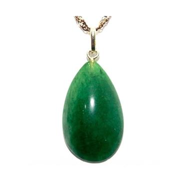 Imagem de Colar Quartzo Verde Formato Gota Montagem Pino Prata 950