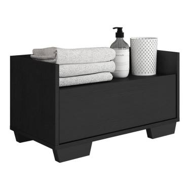 Imagem de Gabinete Armário Banheiro 80 cm c/ Pés Quadrados Multimóveis Preto