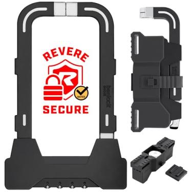 Imagem de Revere USA Cadeado em U compacto dobrável com segurança combo - Trava de bicicleta antifurto de aço endurecido resistente, sistema de montagem fácil, design durável multiuso para ciclistas e muito