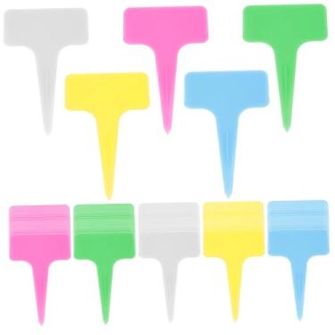 Imagem de Etiquetas de plantas 200 unidades de etiquetas de jardim 5 cores marcadores de jardim de plástico, marcadores de plantas à prova d'água tipo T Etiquetas e etiquetas de plantas 2,4X3,9/3100