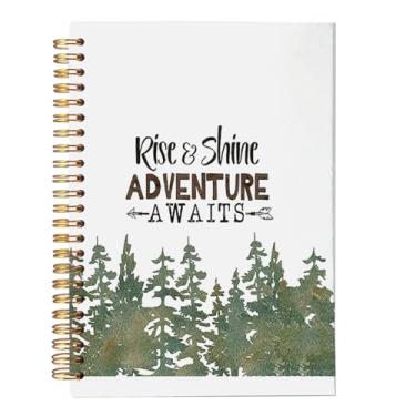 Imagem de VNWEK Caderno de berçário Woodland, Rise and Shine Adventure Awaits, presentes para crianças e mulheres, diário de caderno da floresta, caderno espiral para escrever 14 x 21 cm