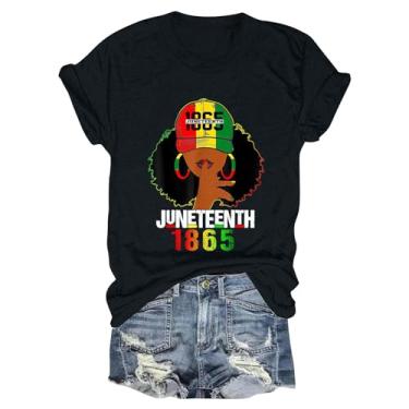 Imagem de Juneteenth Camiseta feminina Black History Emancipation Day Shirt 1865 Celebrate Freedom Tops Graphic Summer Casual, A1a-preto, P