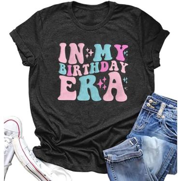Imagem de Camiseta feminina de aniversário Hi I'm The Birthday para meninas, engraçada, presente de festa de aniversário, camiseta de manga curta, Cinza escuro - 3a, P