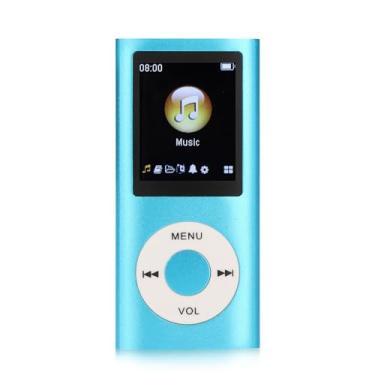 Imagem de Leitor de MP3, leitor de música portátil e sem perdas, fino, MP3 com fone de ouvido, tela LCD de 4 cm, reprodutor de música digital, suporta até 64 GB (azul)