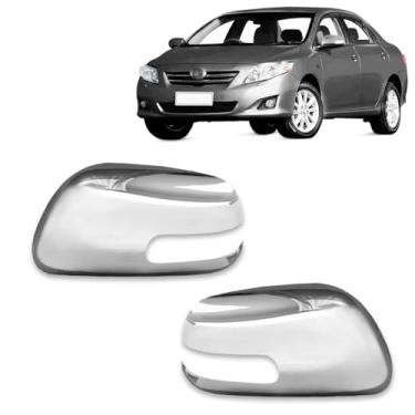 Imagem de Par Aplique Cromado para Capa Retrovisor Toyota Corolla 2009 2010 2011 2012 2013 2014 Com Pisca